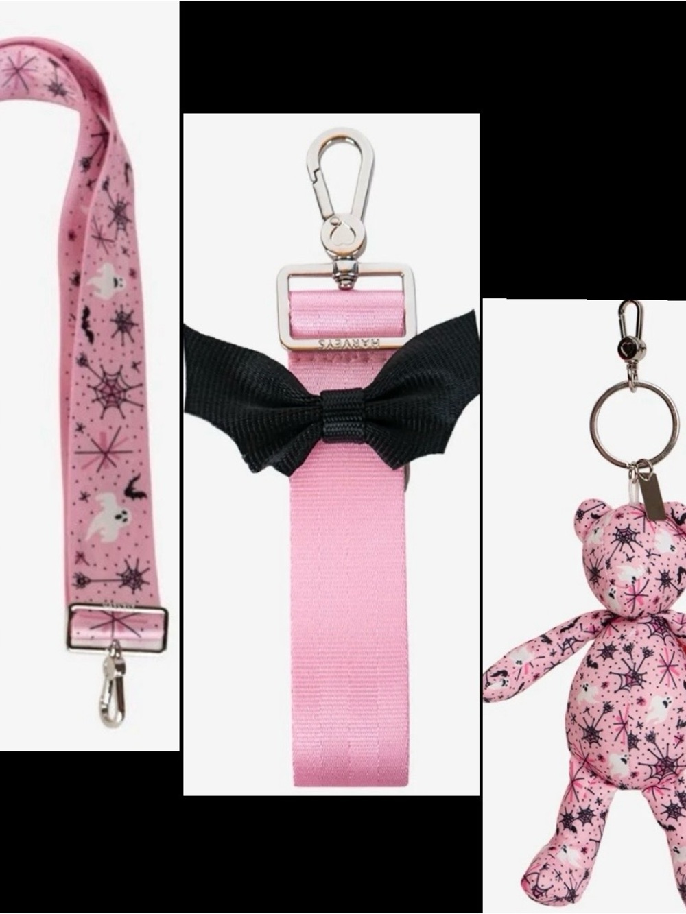 Harveys Seatbelt Sumerween Pink-A-Boo Click-N-Carry, Bat Keychain, Cali Bear NEW